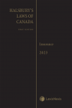 Halsbury's Laws of Canada – Insurance (2023 Reissue) cover