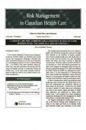 Risk Management in Canadian Health Care - Newsletter + PDF cover