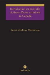 Introduction au droit des victimes d’actes criminels au Canada cover